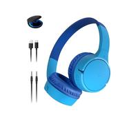 Belkin SoundForm - Mini cuffie wireless per bambini con microfono integrato, 30 ore di tempo di riproduzione, adesivi divertenti e custodia, cuffie over-ear per apprendimento online, scuola, iPhone,