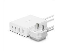 Belkin Stazione di ricarica USB GaN da 108 W per più dispositivi, 2 USB di tipo C e 2 USB A Fast Desktop Charger Dock Hub per MacBook, Pro, Air, iPhone 12, Pro, Max, Mini, iPad Pro, Air, Galaxy e altro ancora