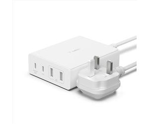 Belkin Stazione di ricarica USB GaN da 108 W per più dispositivi, 2 USB di tipo C e 2 USB A Fast Desktop Charger Dock Hub per MacBook, Pro, Air, iPhone 12, Pro, Max, Mini, iPad Pro, Air, Galaxy e altro ancora