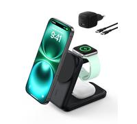 Belkin UltraCharge Caricatore Wireless Magnetico Qi2 25W 3 in 1 - Nero | Base di Ricarica MagSafe, Certificato Qi2.2, Tecnologia di Raffreddamento, per iPhone, Apple Watch, AirPods, Caricatore 45W