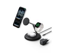 Belkin UltraCharge Caricatore Wireless Qi2.2 25W 3 in 1 - Nero | Caricatore Wireless Magnetico MagSafe, Certificato Qi2.2 per iPhone, Apple Watch, Auricolari, Cavo USB-C e Alimentatore 45W