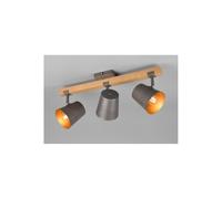 BELL BARRA CON 3 SPOT ORIENTABILI IN METALLO ANTICATO CON BASE IN LEGNO LUNGHEZZA CM 58