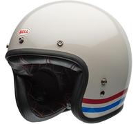 BELL Casco Custom 500 ECE6 Stripes Pearl White Red Blue S, Unisex-Adult