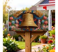 Bell - Coperture magnetiche per cassetta postale, motivo floreale patriottico festivo, nastro per il giorno dell'indipendenza, protezione per la posta in oro, per decorazione del cortile anteriore 53