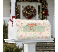 Bell - Coperture magnetiche per cassetta postale, motivo natalizio con bastoncini di zucchero e fiori, per decorazione della porta d'ingresso, 53 x 64 cm
