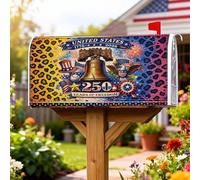 Bell - Coperture magnetiche per cassetta postale, motivo patriottico festivo, fuochi d'artificio e stelle, giorno dell'indipendenza, copertura rossa per cassetta postale per esterni, giardino, cortile