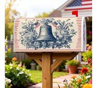 Bell - Coperture magnetiche per cassetta postale, motivo patriottico vintage, motivo floreale per il giorno dell'indipendenza, decorazione per cassetta postale rossa, per esterni, giardino, cortile