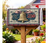 Bell - Coperture magnetiche per cassette postali, stile vintage, rustico, con stelle, per il giorno dell'indipendenza, colore rosso, decorazione per porta d'ingresso, 45,7 x 53,7 cm