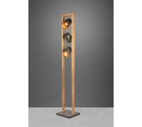 BELL PIANTANA LEGNO NATURALE 3 SPOTS ORIENTABILI DIFFUSORI METALLO ACCIAIO ANTICATO INTERNO ORO H. 150CM ATTACCO E14