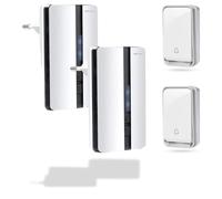 Bell4U Campagnelli Wireless - Campagnelli Bianco Portatile Esterno - 51 Suonerie - Indicatori LED - 50M Operativo a grande Distanza - 4 Volumi Selezionabili - 2x Trasmettitore e 2x Ricevitore