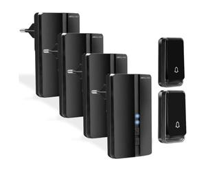 Bell4U Campagnelli Wireless - Campagnelli Nero Portatile Esterno - 51 Suonerie - Indicatori LED - 50M Operativo a grande Distanza - 4 Volumi Selezionabili - 2x Trasmettitore e 4x Ricevitore