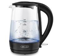 BELLA 1.7 Liter Glass Electric Kettle, Quickly Boil 7 Cups of Water in 6-7 Minutes, Soft Blue LED Lights Illuminate While Boiling, Cordless Portable Water Heater, Carefree Auto Shut-Off, ck