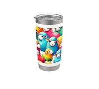 Bella acquerello Pop Art Pecore Pattern Cute Sheep Bicchiere termico in acciaio inox doppia parete