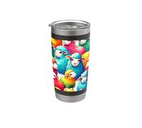 Bella acquerello Pop Art Pecore Pattern Cute Sheep Bicchiere termico in acciaio inox doppia parete