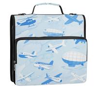 Bella Aereo Blu 3 Anelli Robusto Raccoglitore Della Chiusura Lampo con Cinghia Laege Capacità Portfolio Portatile per la Scuola Cartera portátil