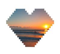 Bella alba oceano stampa arte mattoni puzzle a forma di cuore blocchi di costruzione fai da te set 3D puzzle decorazione casa 82 pezzi
