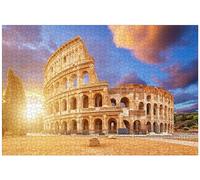Bella alba sopra il Colosseo Roma Italia, puzzle in legno da 1000 pezzi, puzzle con foto personalizzate per adulti e amici, idea regalo per matrimoni, compleanni, San Valentino, decorazione per la