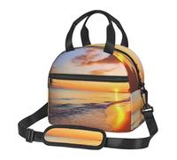 Bella alba tropicale sulla spiaggia borsa per il pranzo per donne e uomini borse riutilizzabili per il pranzo borsa termica portapranzo a tenuta stagna borsa per il pranzo grande capacità contenitori