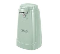 BELLA Apriscatole Elettrico con Affilatore di Coltelli Incorporato, Apribottiglie e Barattoli, Gadget Multifunzionale con Leva Rimovibile e Vano per Cavo, Lama in Acciaio Inossidabile, Verde Salvia