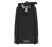BELLA Apriscatole Elettrico con Affilatore di Coltelli Incorporato, Apribottiglie e Barattoli, Gadget Multifunzionale con Leva Rimovibile e Vano per Cavo, Lama in Acciaio Inossidabile, Nero
