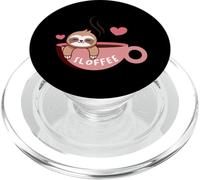 Bella arte del bradipo bere caffè con testo Sloffea Cuore PopSockets PopGrip per MagSafe