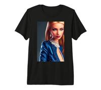 Bella Bambola bionda in Abito Blu AI Art Portrait Maglietta Premium