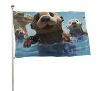 Bella bandiera con lontra marina, 61 x 88,9 cm, stampa su entrambi i lati, bandiera decorativa da giardino, non sbiadisce, con occhielli in ottone da appendere, sfondo fotografico per interni ed