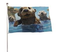 Bella bandiera con stampa di lontra marina, 119,4 x 177,8 cm, stampa su entrambi i lati, bandiera decorativa da giardino, non sbiadisce, con occhielli in ottone, sfondo fotografico da appendere per