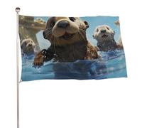 Bella bandiera con stampa di lontra marina, 152,4 x 243,8 cm, stampa su entrambi i lati, bandiera decorativa da giardino, non sbiadisce, con occhielli in ottone, sfondo fotografico da appendere per