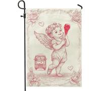 Bella bandiera da giardino a forma di gelato, stile vintage pesca per prato all'aperto, primavera, estate, prato, bandiera bifacciale, 30,5 x 45,7 cm