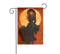 Bella bandiera da giardino con la luna piena della strega dai capelli rossi 30 x 45 cm verticale su entrambi i lati della fattoria vacanze decorazioni esterne bandiera del cortile