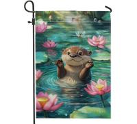 Bella bandiera da giardino di lontra colorata decorazione domestica banner doppio lato decorazione estiva all'aperto per prato, patio e cortile 12 x 18 pollici