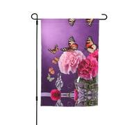Bella bandiera da giardino floreale con farfalla viola, 30,5 x 45,7 cm, resistente bandiera decorativa in poliestere stampato su entrambi i lati, per cortile, patio e balcone