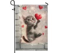 Bella bandiera da giardino grigia con cuore, decorazione per esterni romantica per San Valentino, bandiera da cortile double face per la casa, decorazione primavera-estate a tema d'amore, 30,5 x 45,7