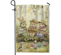 Bella bandiera del giardino del coniglio decorazione pasquale pastello banner in tessuto double face per la decorazione del prato all'aperto a tema animale fantasioso 12 x 18 pollici