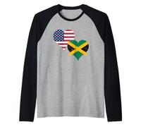 Bella Bandiera Giamaica Stati Uniti per Giamaicano Americano Maglia con Maniche Raglan