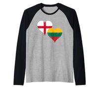 Bella Bandiera Lituania Inghilterra di Fieri Lituani Inglesi Maglia con Maniche Raglan
