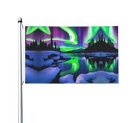 Bella bandiera per feste con stampa aurora, 0,9 x 1,5 m, festiva con occhielli, adatta per feste e campeggio