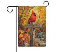 Bella bandiera rossa con foglie autunnali e foreste da giardino, in iuta su entrambi i lati, 30,5 x 45,7 cm