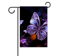 Bella bandiera viola farfalla 30,5 x 45,7 cm bandiere per esterni divertente bandiera per feste banner stampato su entrambi i lati bandiere da giardino benvenuto fuori cortile bandiera per casa