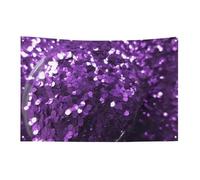 Bella bandiera viola glitterata con 4 occhielli, bandiere su un lato in poliestere resistente, striscioni resistenti alle intemperie per dormitori, feste, riprese, festival, decorazione 152,4 x 243,8