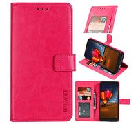 BELLA BEAR Cover per Wiko View 4/ View 4 Lite Flip Case in Pelle PU Premium Custodia Caso Custodie Cellulari per Wiko View 4/ View 4 Lite(Rose Red)