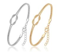 BELLA-Bee 2 braccialetti coordinati per coppie, regolabili, delicati in oro e argento, con nodo d'amore, promessa relazione per sempre, gioielli alla moda per i migliori auguri, Adjustable, Acciaio