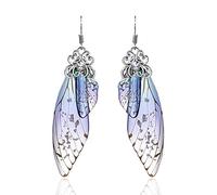 BELLA-Bee Orecchini pendenti a forma di ala di farfalla, placcati in oro, con strass di cristallo, per donne e matrimoni, middle, Ottone, Non pietra preziosa