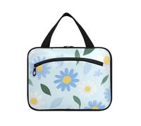 Bella Blu e Bianco Daisy Fiori Hanging Toiletry Bag Uomini con gancio, Designer Moda Borsa da Barba per gli Uomini per la mamma Toilet bolsas de maquillaje para Mujer L