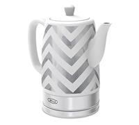 bella Bollitore Elettrico e Teiera in Ceramica con Base Girevole Rimovibile, Spegnimento Automatico e Protezione contro l'Ebollizione a Secco,1,5 L, Chevron Argento