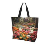 Bella borsa a tracolla con stampa aeroplano cielo - Borse tote per donne, accessori per shopping e viaggi, perfetta per la vita quotidiana e altro ancora, Giardino Tulip, Taglia unica