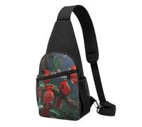 Bella borsa a tracolla con stampa di uccelli rossi per uomo e donna, borsa a tracolla per attività all'aperto, escursioni, zaini sportivi