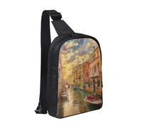 Bella borsa a tracolla con stampa di Venezia Canal View per uomo e donna, zaino a tracolla impermeabile per corridore, allenamento, escursionismo, ciclismo, viaggi