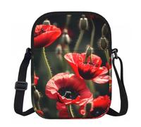 Bella borsa a tracolla da donna con stampa di papaveri rossi, borsa a tracolla da viaggio casual per tutti i giorni versatile